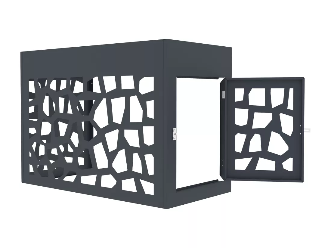 Cache clim / pompe à chaleur en aluminium ajouré - Avec porte d'accès - Anthracite - KAZOMA