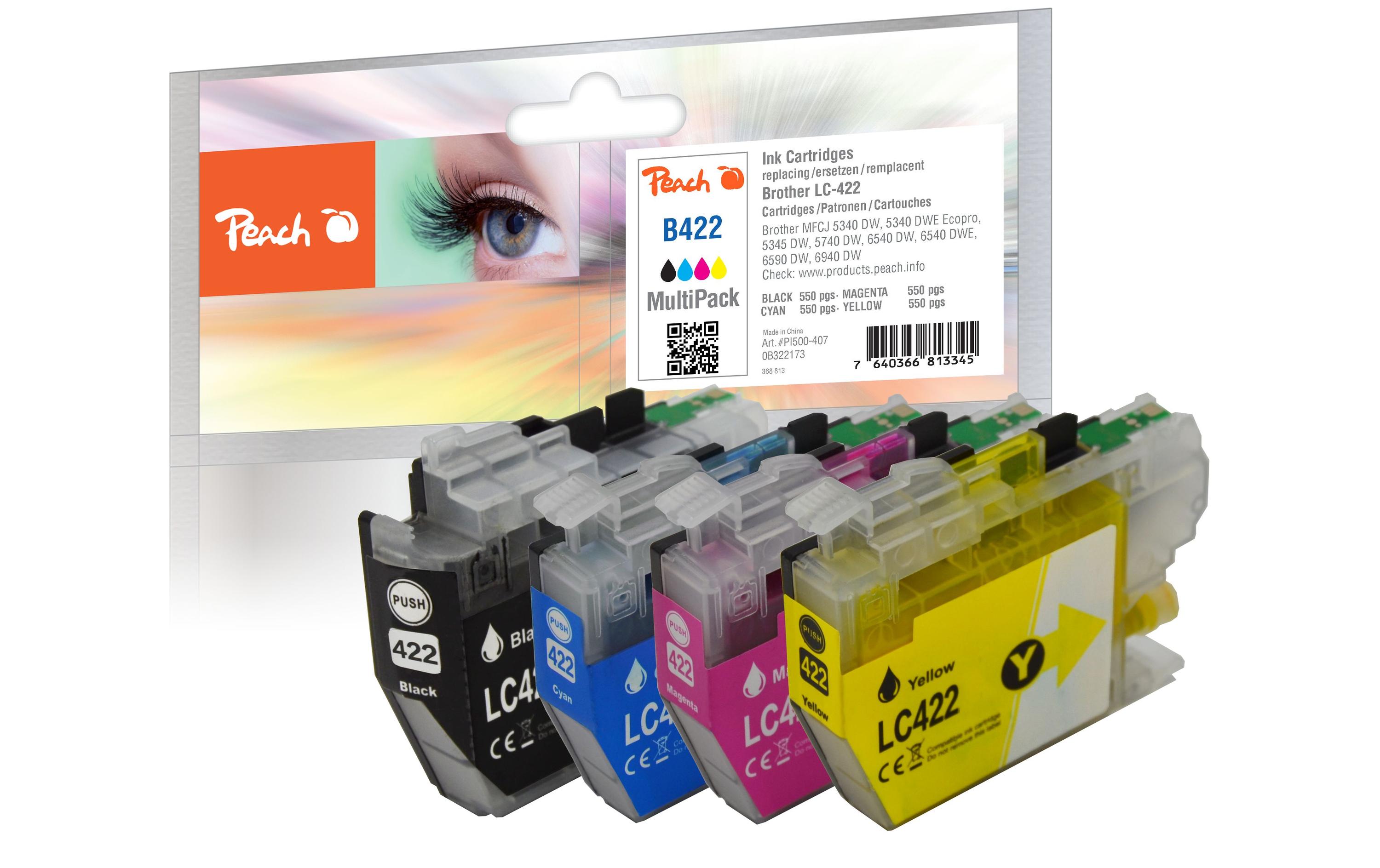 Tinte Brother LC-422 Multipack C/M/Y/BKDruckerpatrone: Schwarz, Cyan, Magenta und Gelb