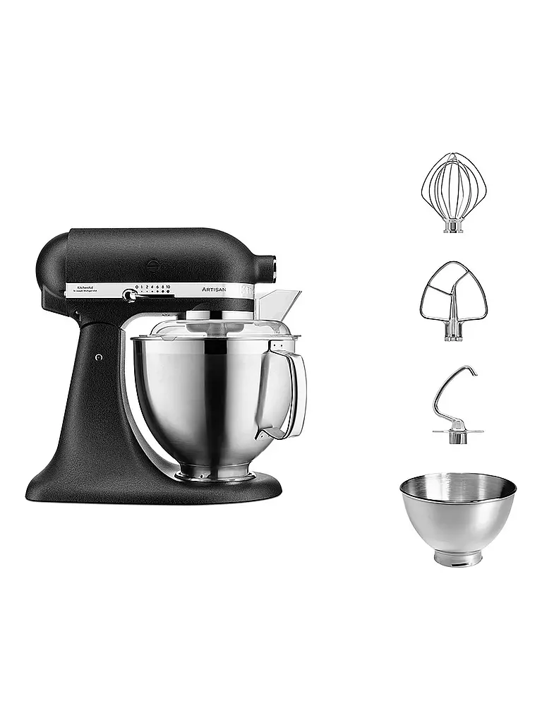 KITCHENAID Küchenmaschine Artisan 185 4,8l 300 Watt 5KSM185PSEBK (Gusseisen Schwarz) schwarz