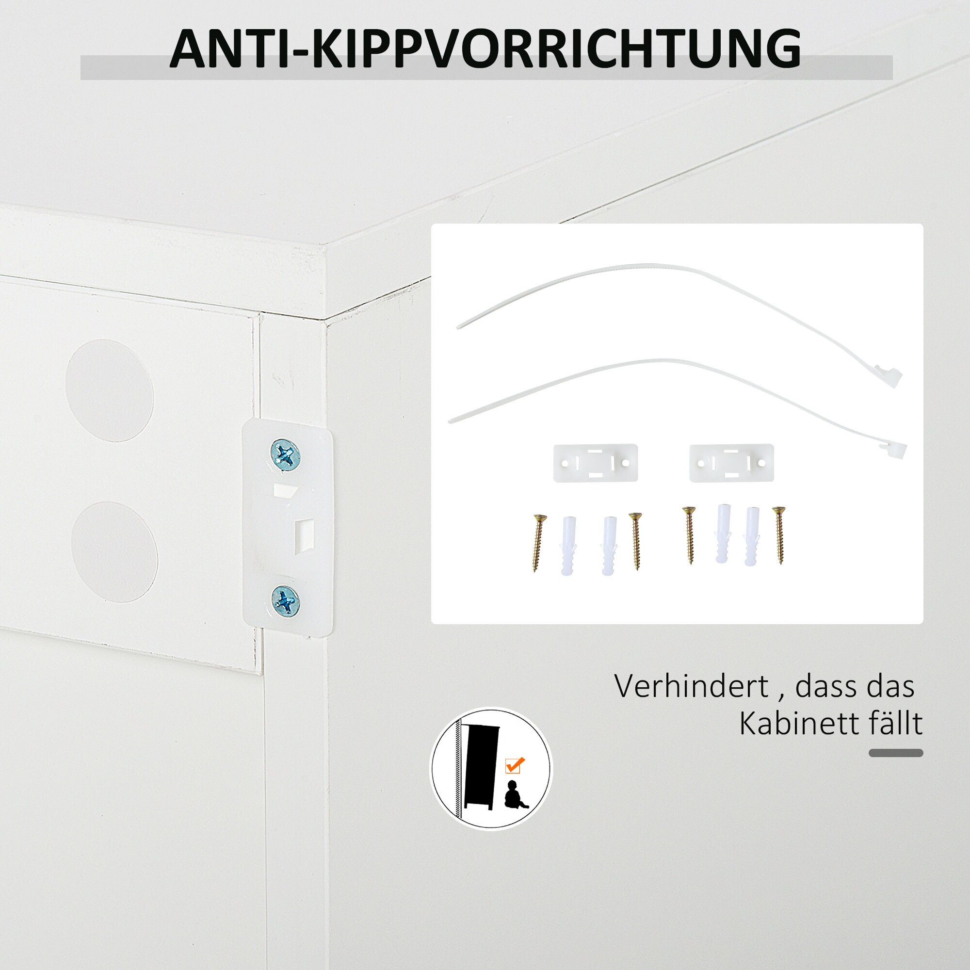 HOMCOM Beistellschrank mit Druckmechanismus weiß 117L x 36B x 74H cm