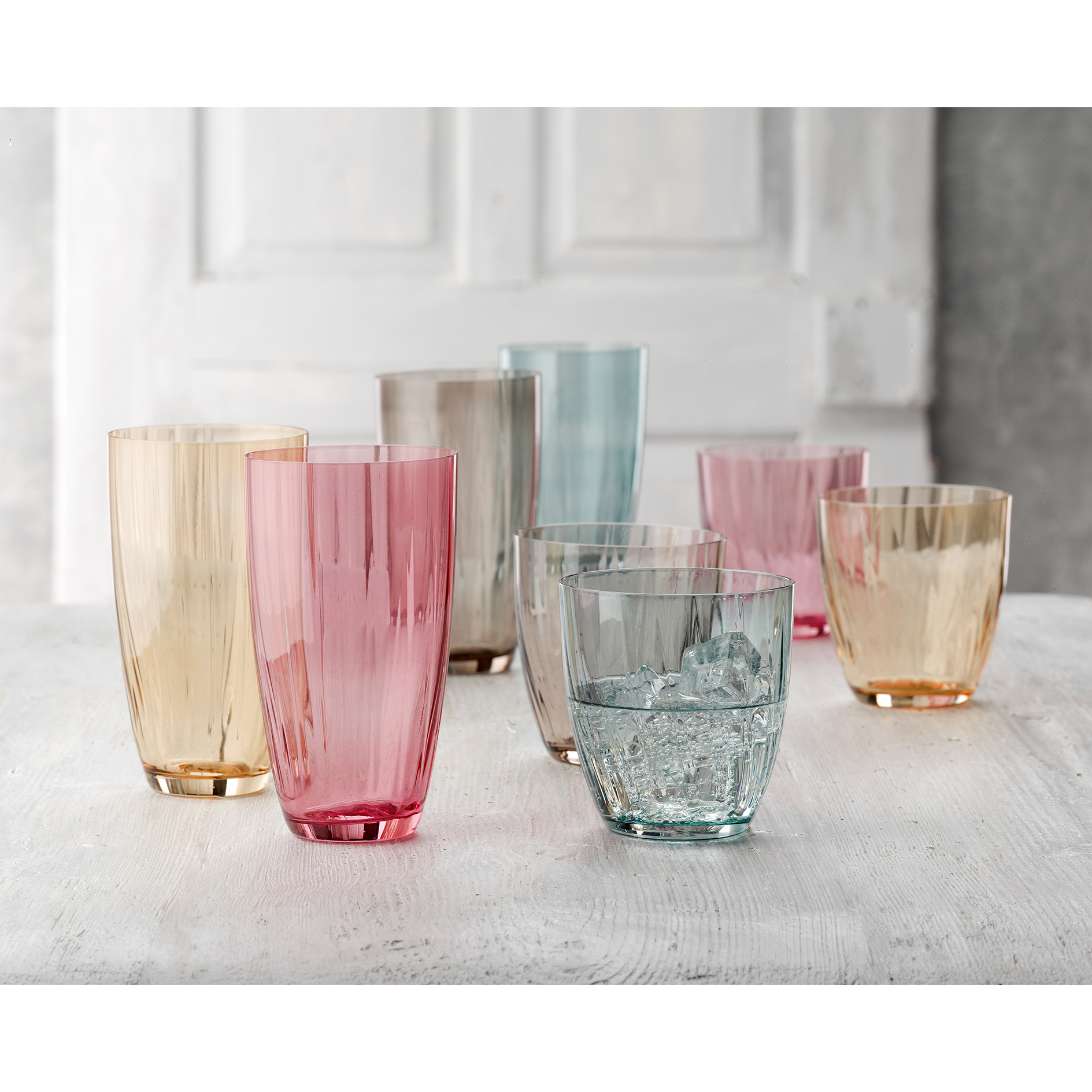4er-Set Trinkbecher - multicolor - Kristallglas - 260 ml