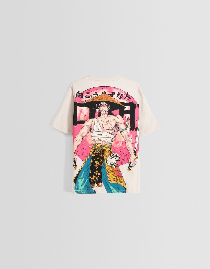 Camiseta de manga curta com estampa e modelagem quadrada