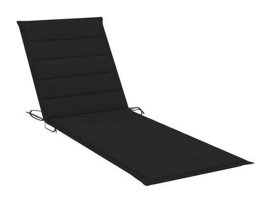 Chaise longue avec coussin noir Bois de pin imprégné