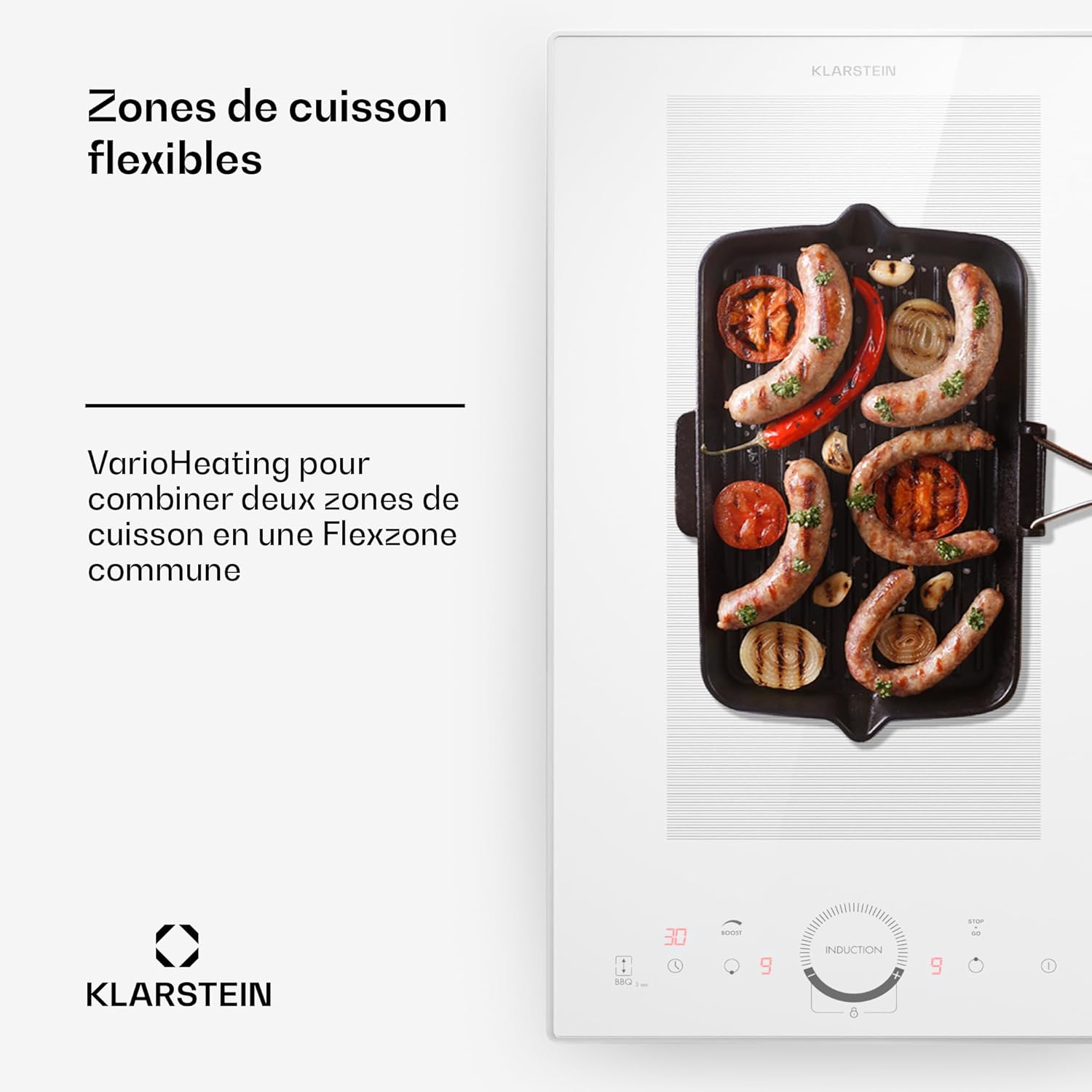 Klarstein Kochfeld 2 Platten, Einbaukochfeld mit 2 Kochfeldern, 3500 Watt, Touch-Bedienfeld & Timer, Effizienter Elektro-Herd