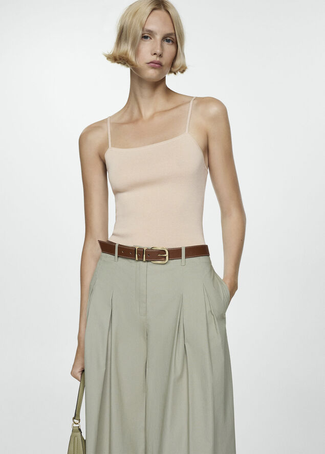 MANGO Knit strap top Lt-pastel pink