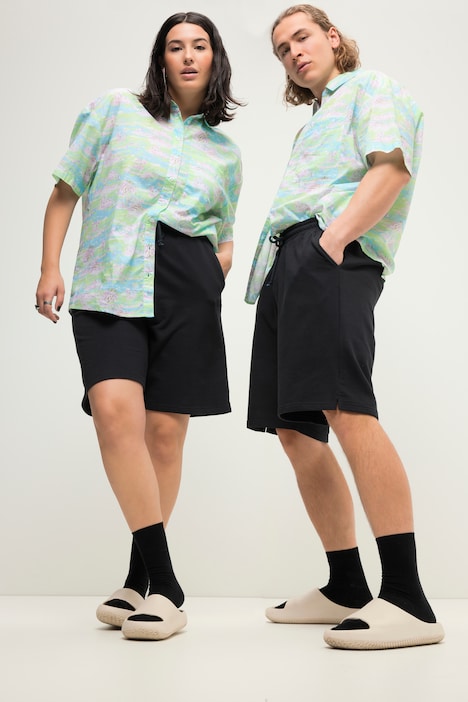 Sweat-Bermuda, Wide Legs, Elastikbund, Unisex