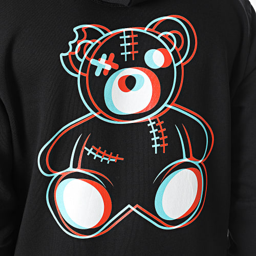 Sweat Capuche Nounours Néon Noir