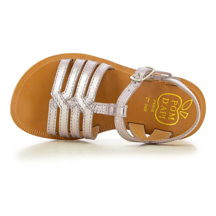 Pom d'Api Sandales Plagette New Salome | Argenté