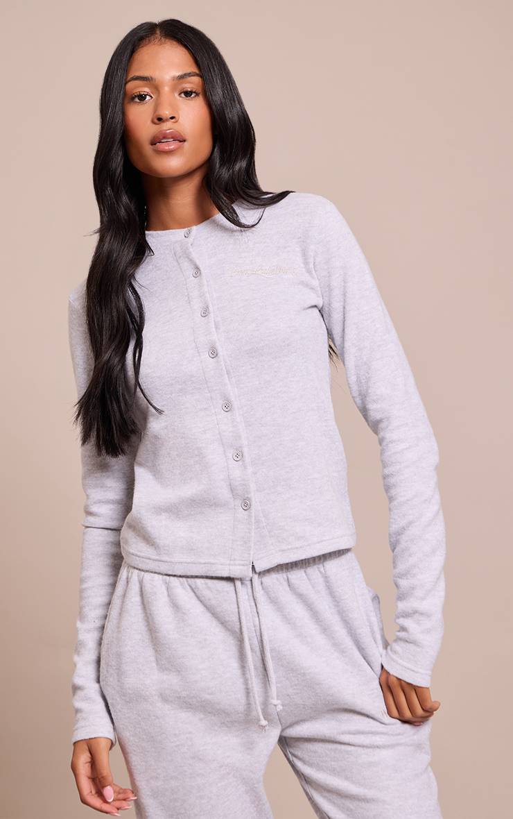 Gris Cardigan Extra-doux Brodé Tall