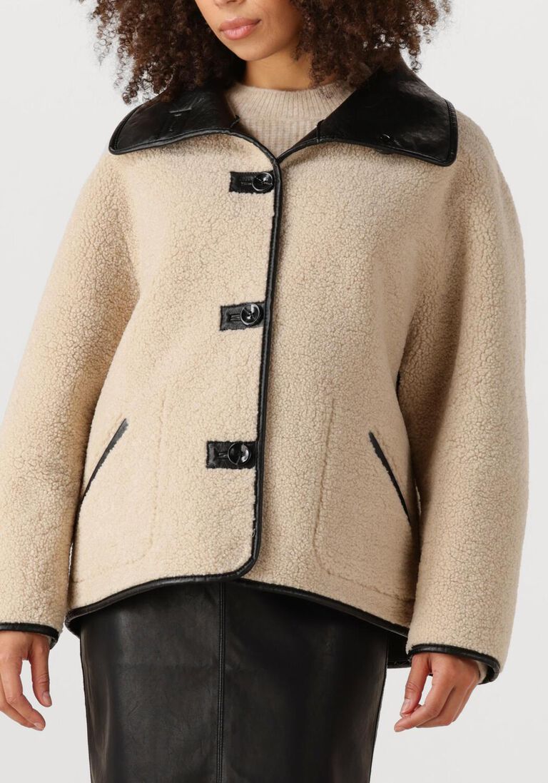zwarte knit-ted leren jas cozy