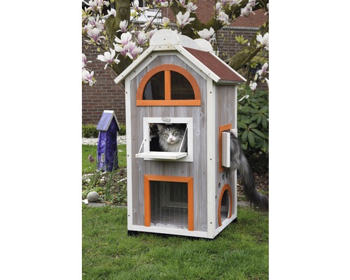 Kattenhuis Fancy Cat 58x55x109 cm grijsoranje