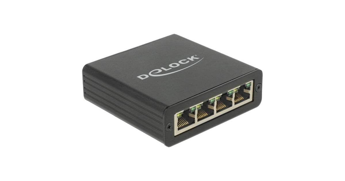 DeLOCKUSB 3.0 > 4x Gigabit LAN adapter  (Zwart, 80 centimeter)