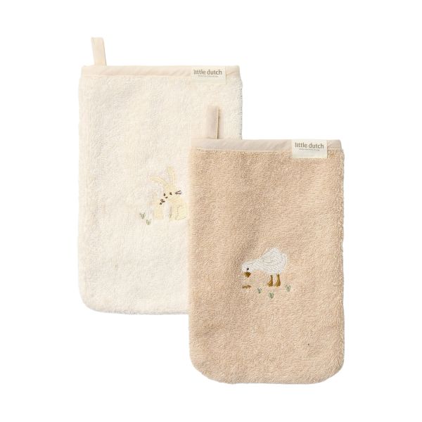 Little Dutch Baby Bunny Washandjes Geborduurd - 2 Stuks - 21 x 14 cm