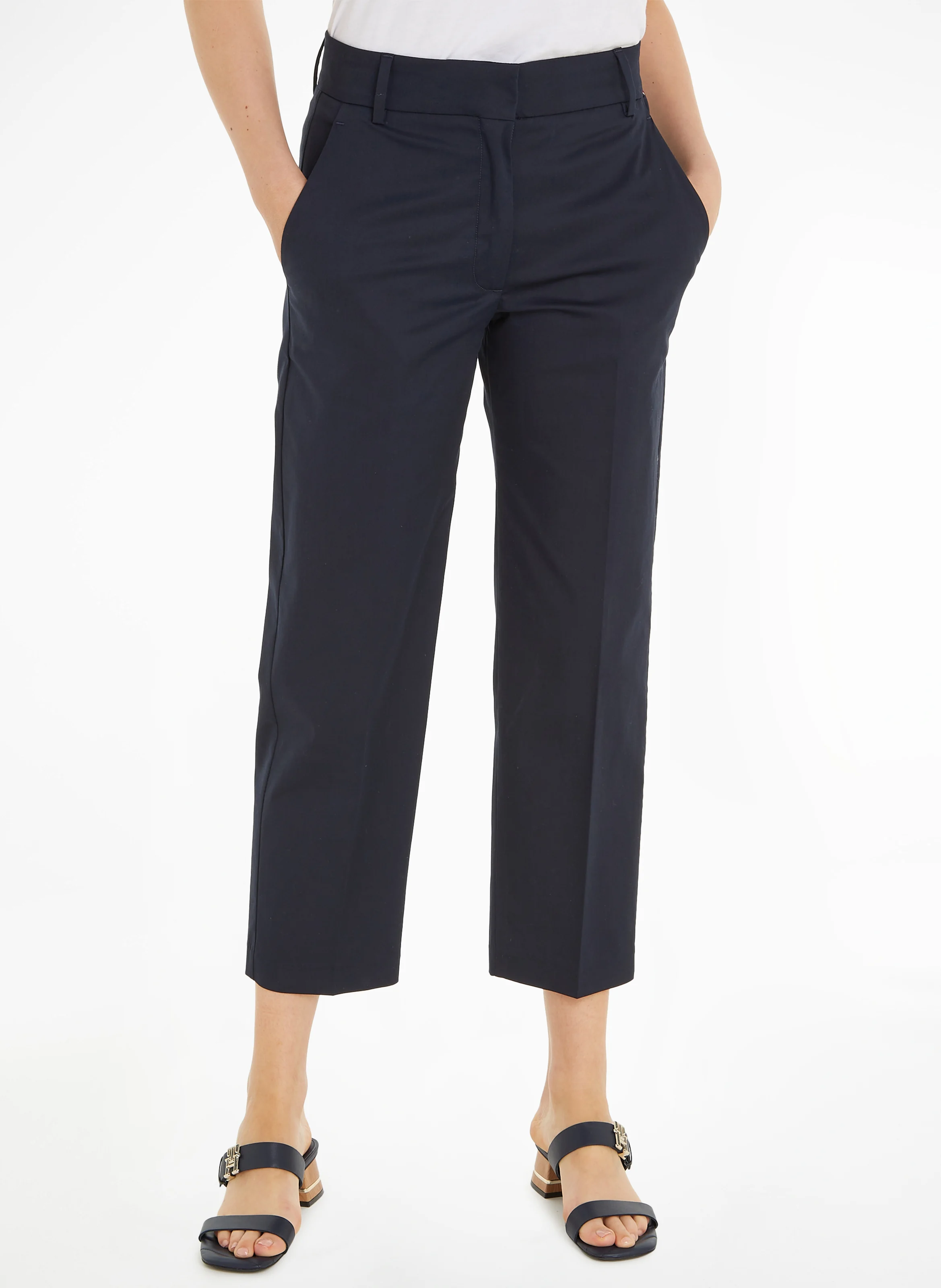 Pantalon chino en coton organique mélangé | Bleu