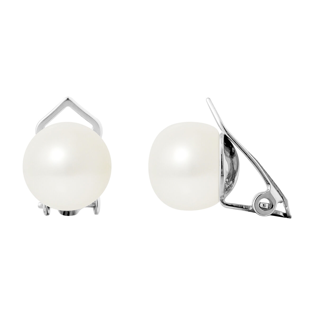 Mitzuko Boucles d'oreilles Clip Argent rhodié Perles d'Eau Douce blanches
