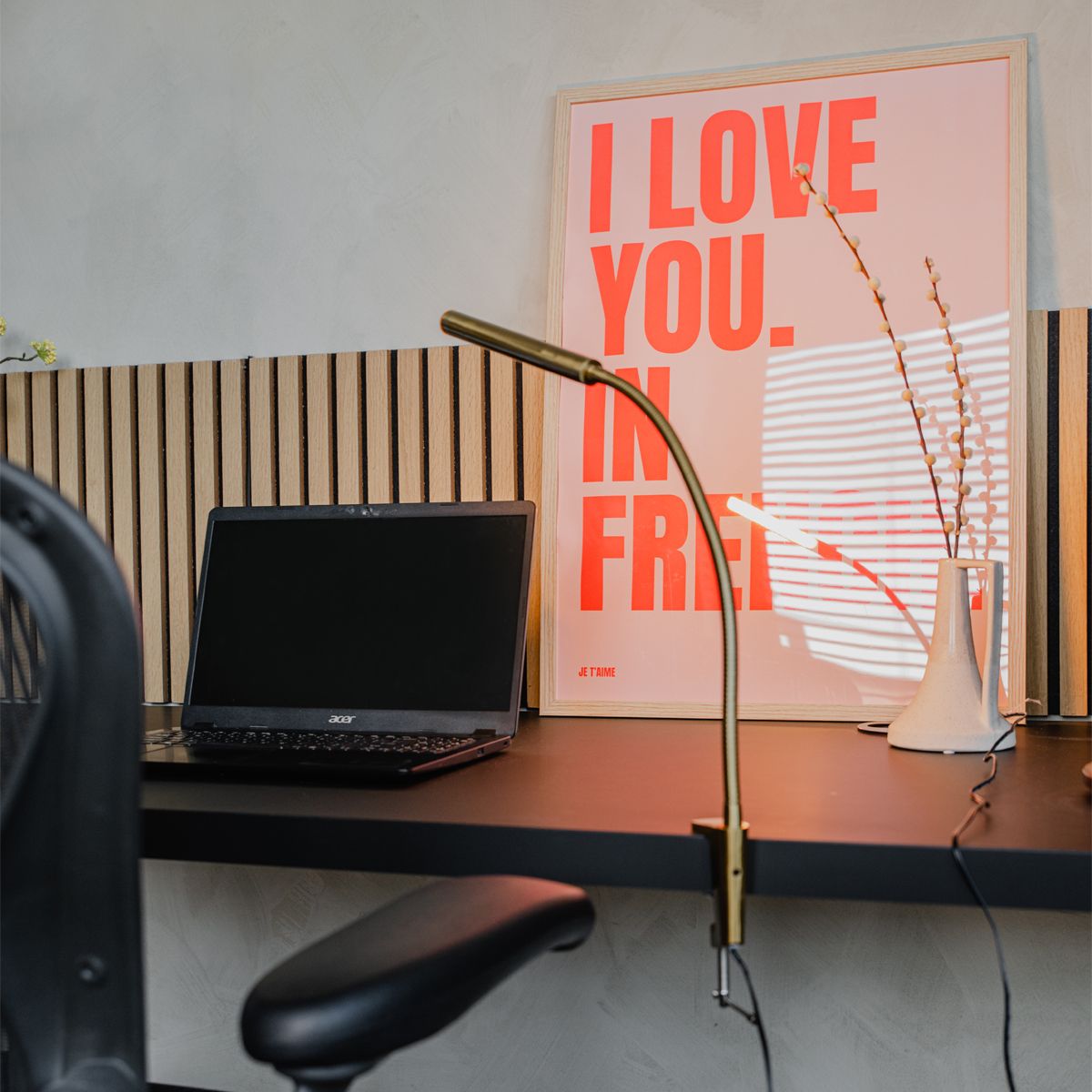 Klem bureaulamp messing incl. LED met touch dimmer - Lionard