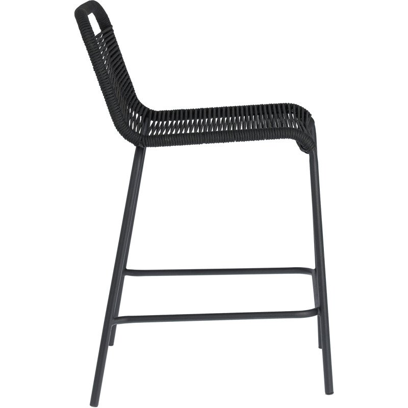 Tabouret Lambton - corde - pieds en acier H 62 cm noir