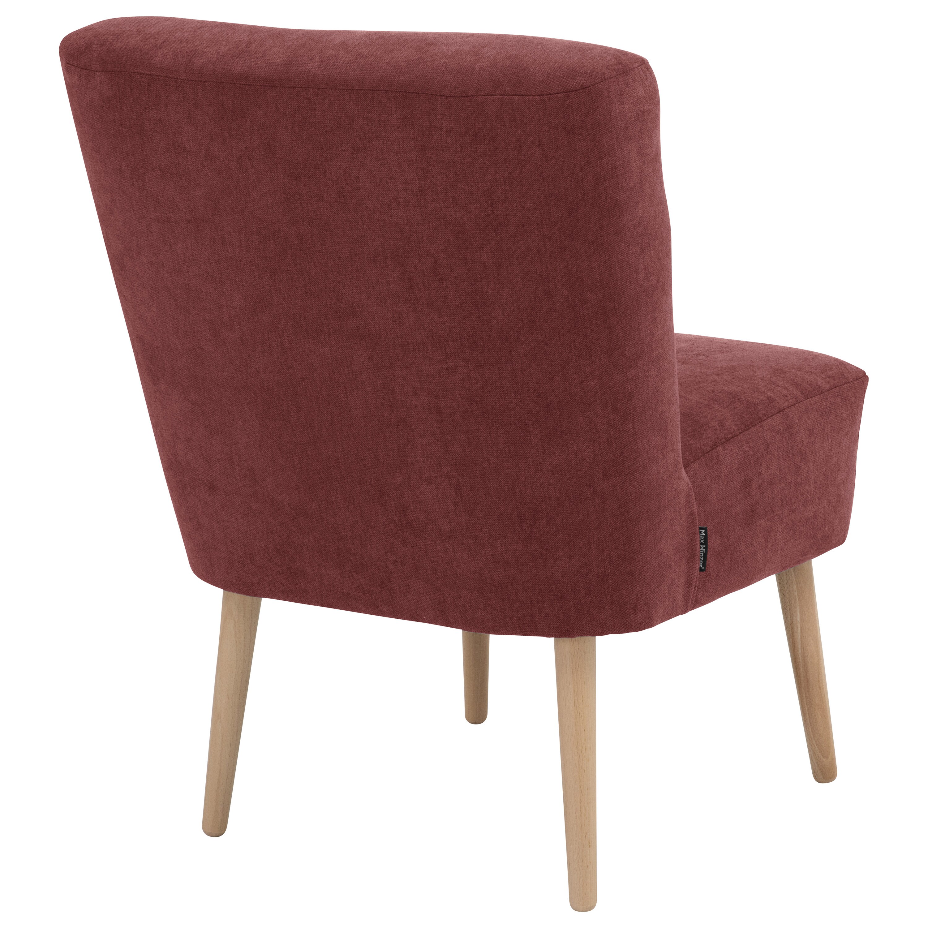 lovingHome® Sessel Fiola Velours rot Polstersessel Stuhl Relaxsessel Füße Buche natur mittlere Sitzhärte