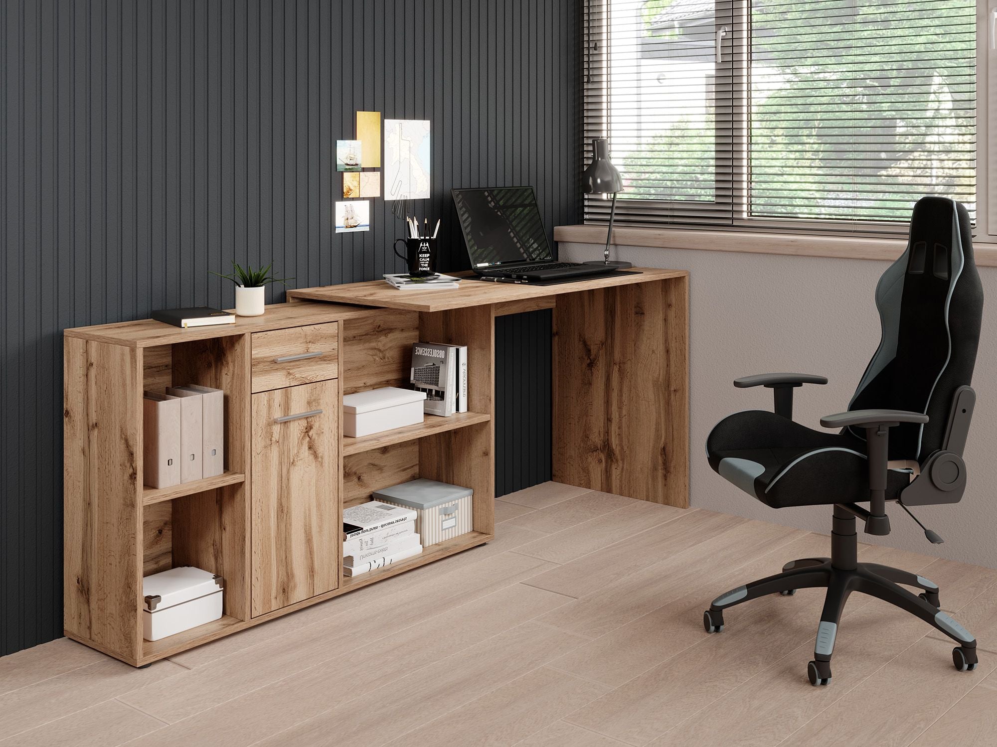 Crister - Bureau - Eiken - 122x120 cm