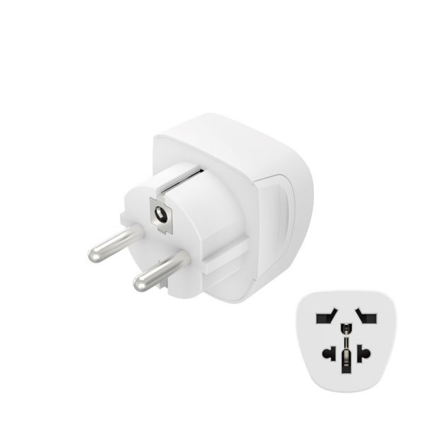 Hama Adaptador de Corrente Shuck Uk/US/China/Itália/Suiça ->Euro Branco