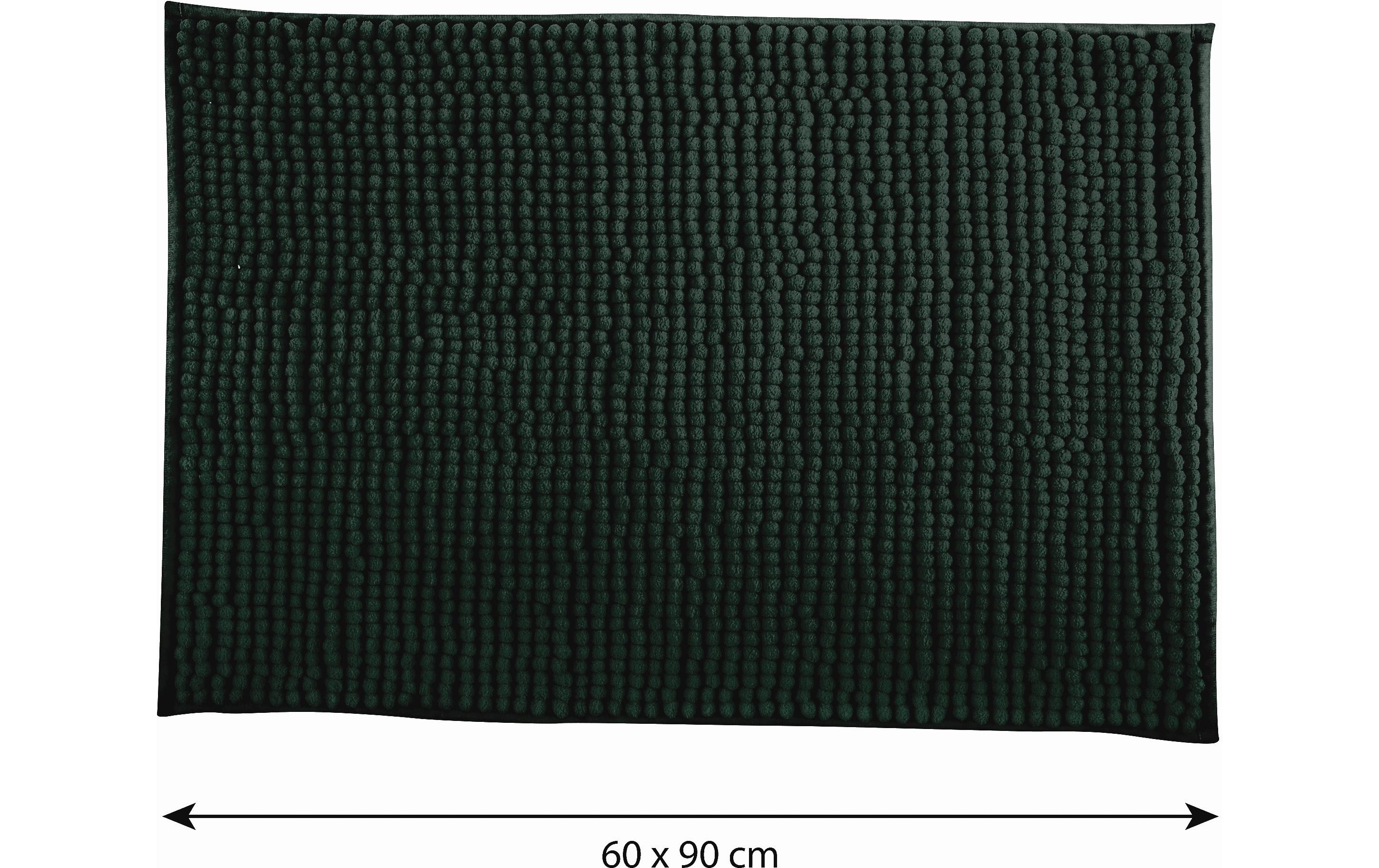 Badteppich Chenille 60 x 90 cm, DunkelgrünBadematte mit rutschfester Unterseite