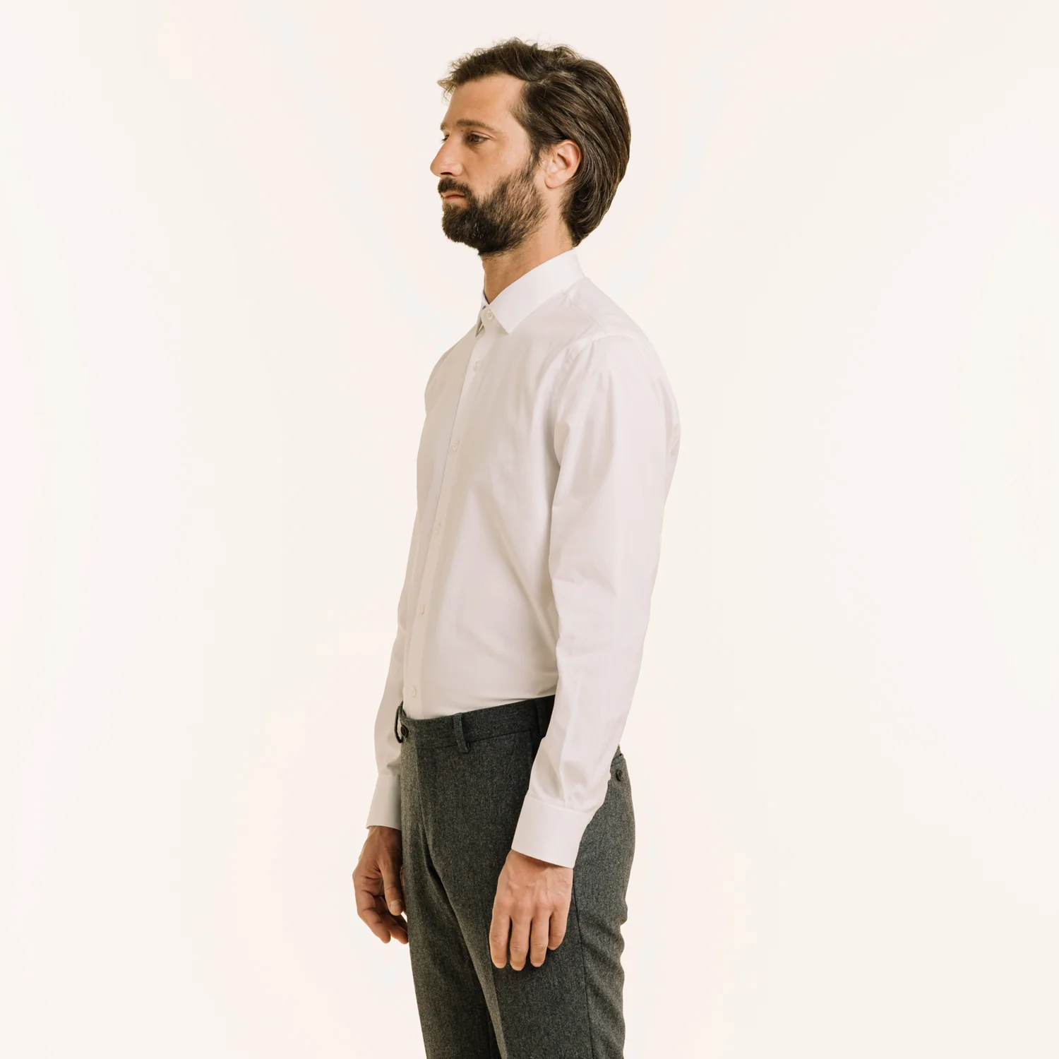 White double-twisted Oxford shirt