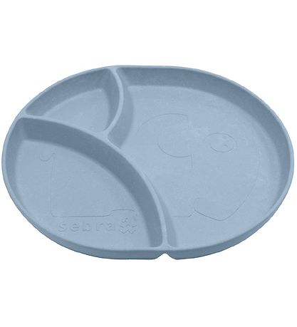 Sebra Teller - Biokunststoff - 3 Fächer - Lecker - Powder Blue