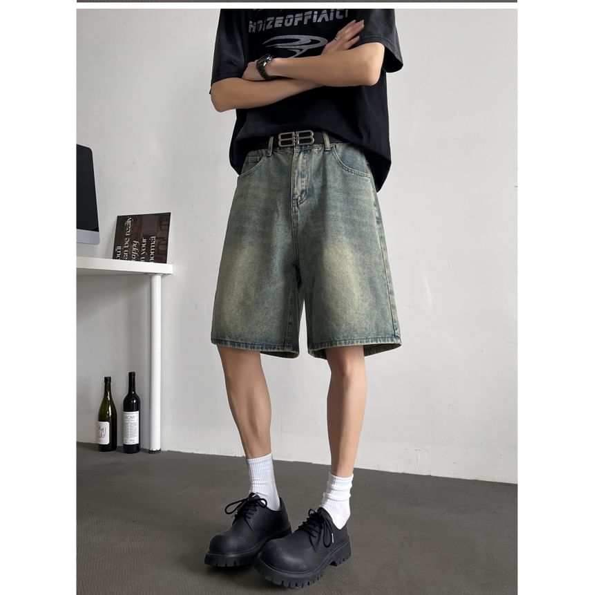 Plummie - Mid Rise Washed Denim Shorts