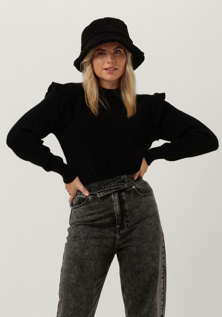 OBJECT zwarte object trui malena l/s ruffle pullover