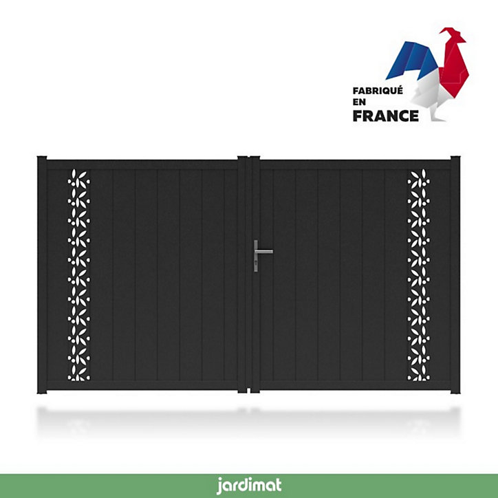 Portail Jardimat aluminium Olivier noir 2100 - 300 x h.172 cm