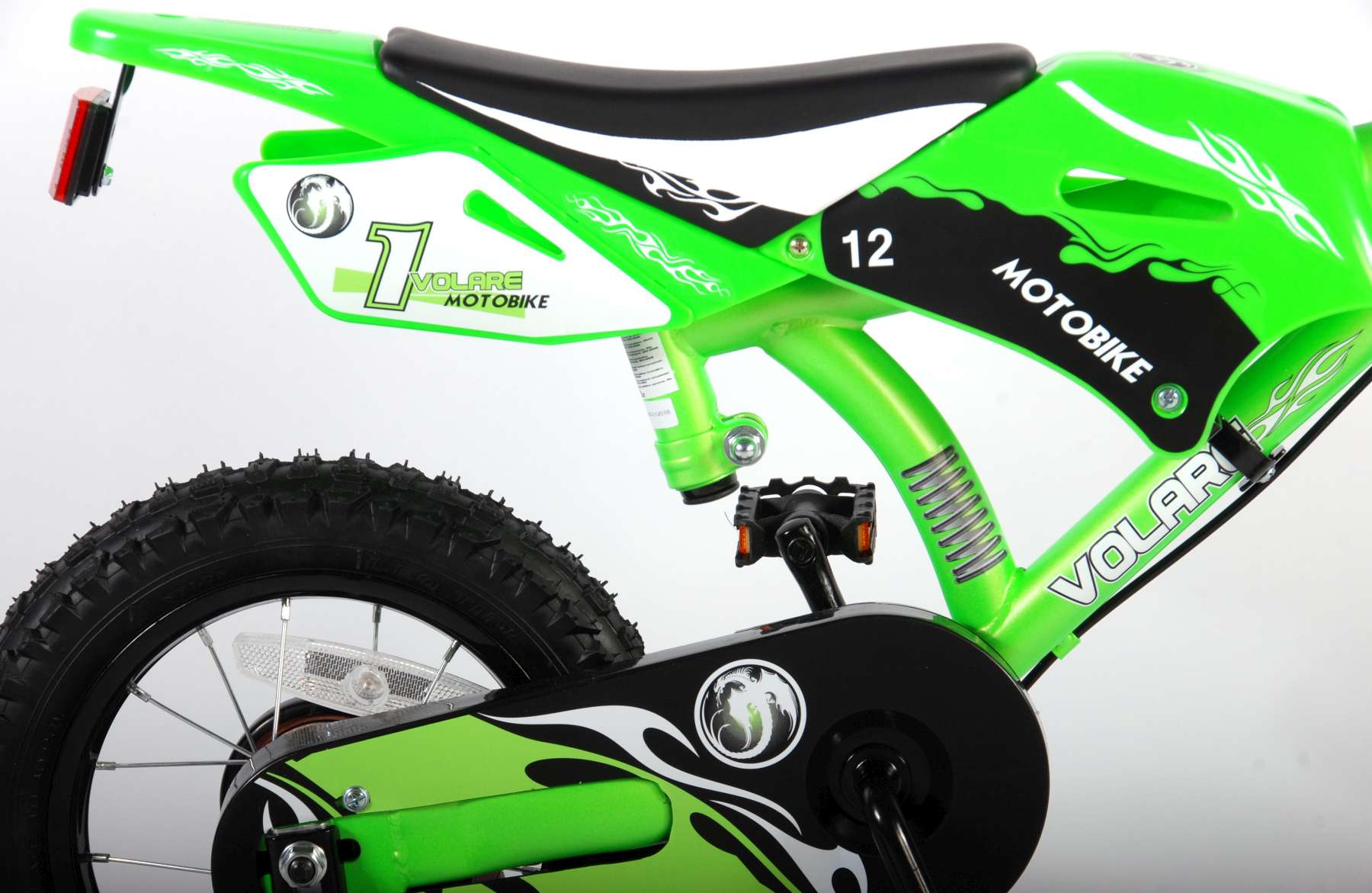 TPFSports Motorrad Kinderfahrrad - Jungen - 12 Zoll - 2 Handbremsen - Grün