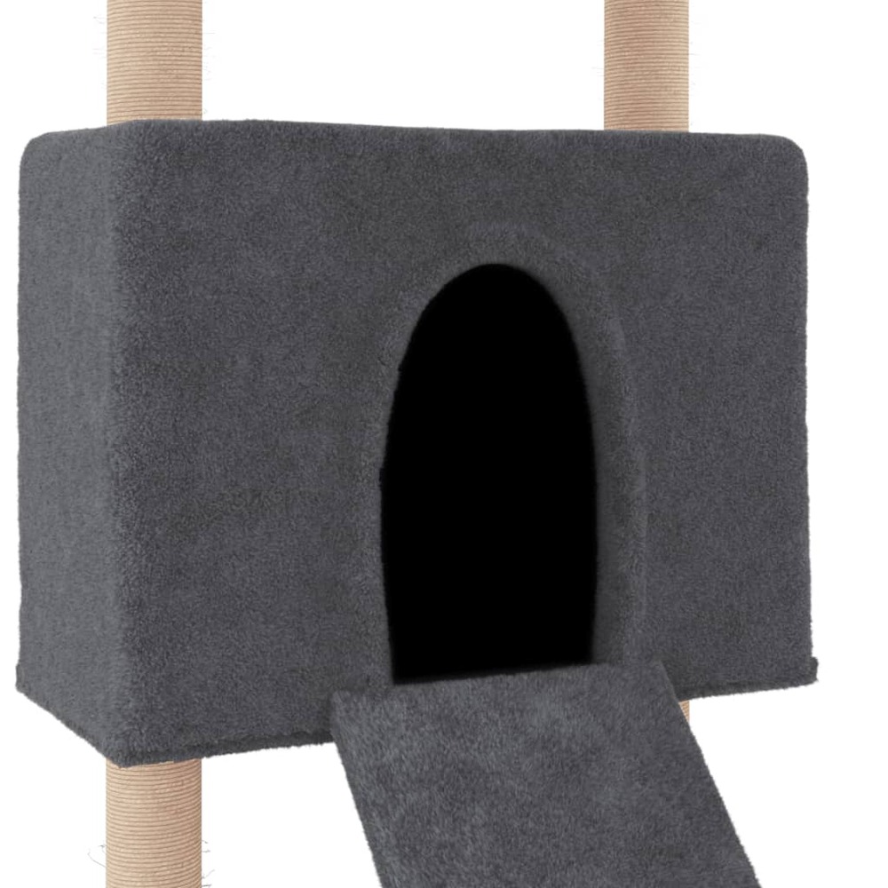 Arbre à chat avec griffoirs en sisal gris foncé 153 cm