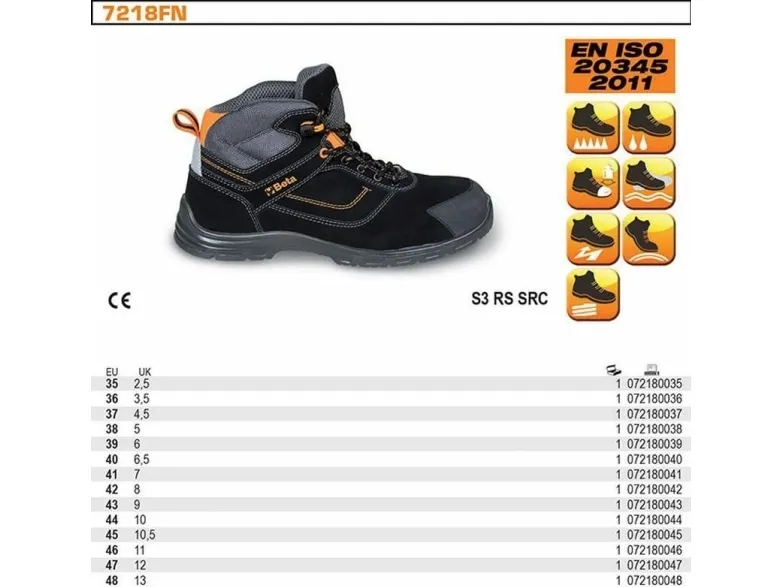 BETA SIKKERHEDSSKO FLEX S3, NUBUCK ACTION STØRRELSE 45