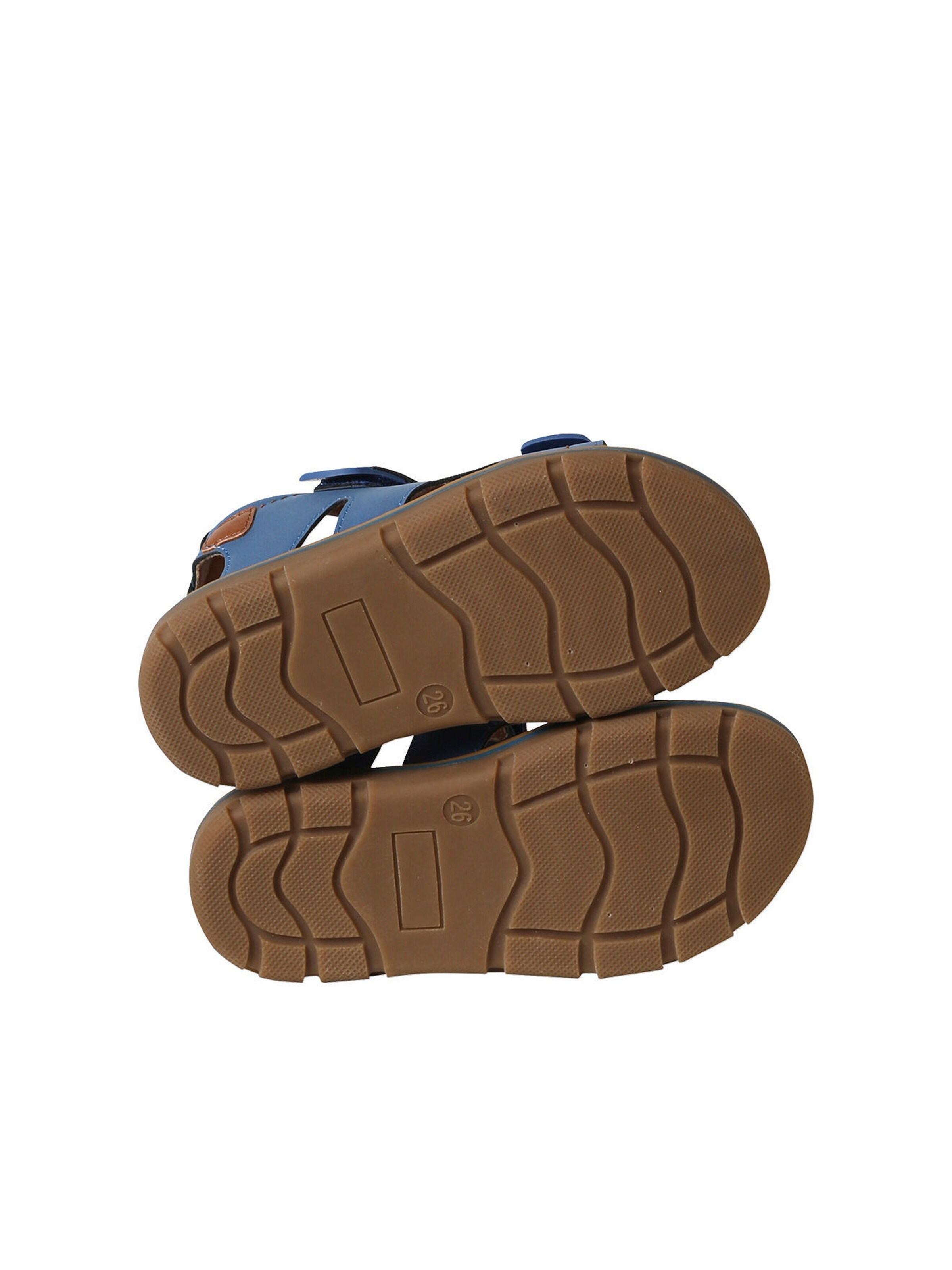 Vertbaudet Kinder Leder-Sandalen mit 2 Klettriemchen und Anziehtrick blau