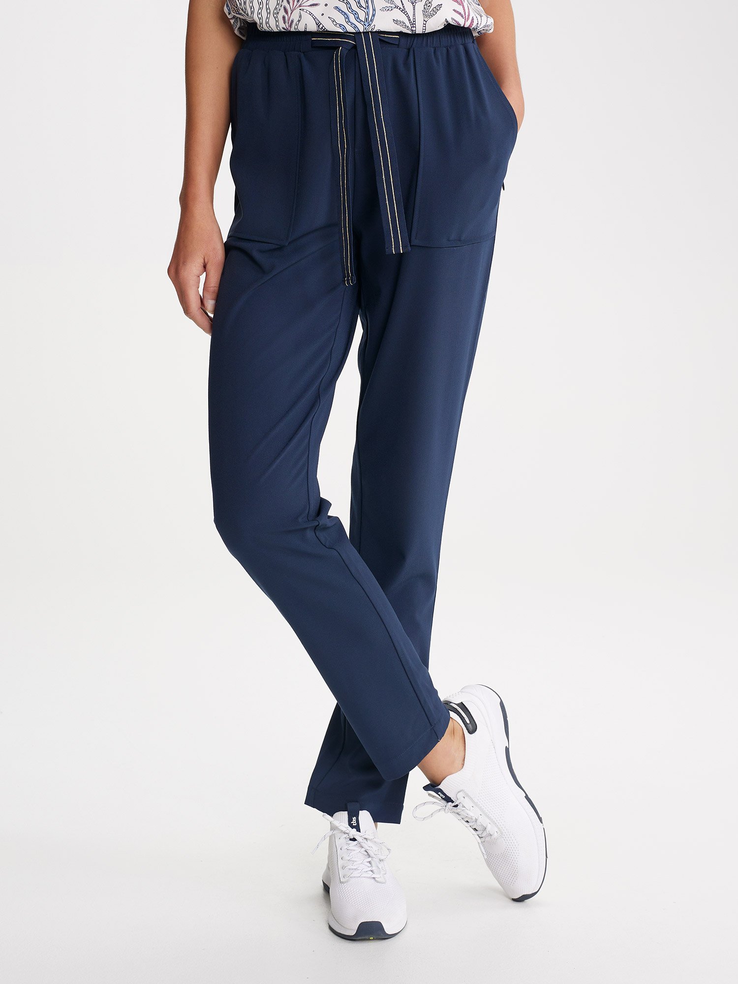 Pantalon Femme Stretch ceinture Elastiquée Marine