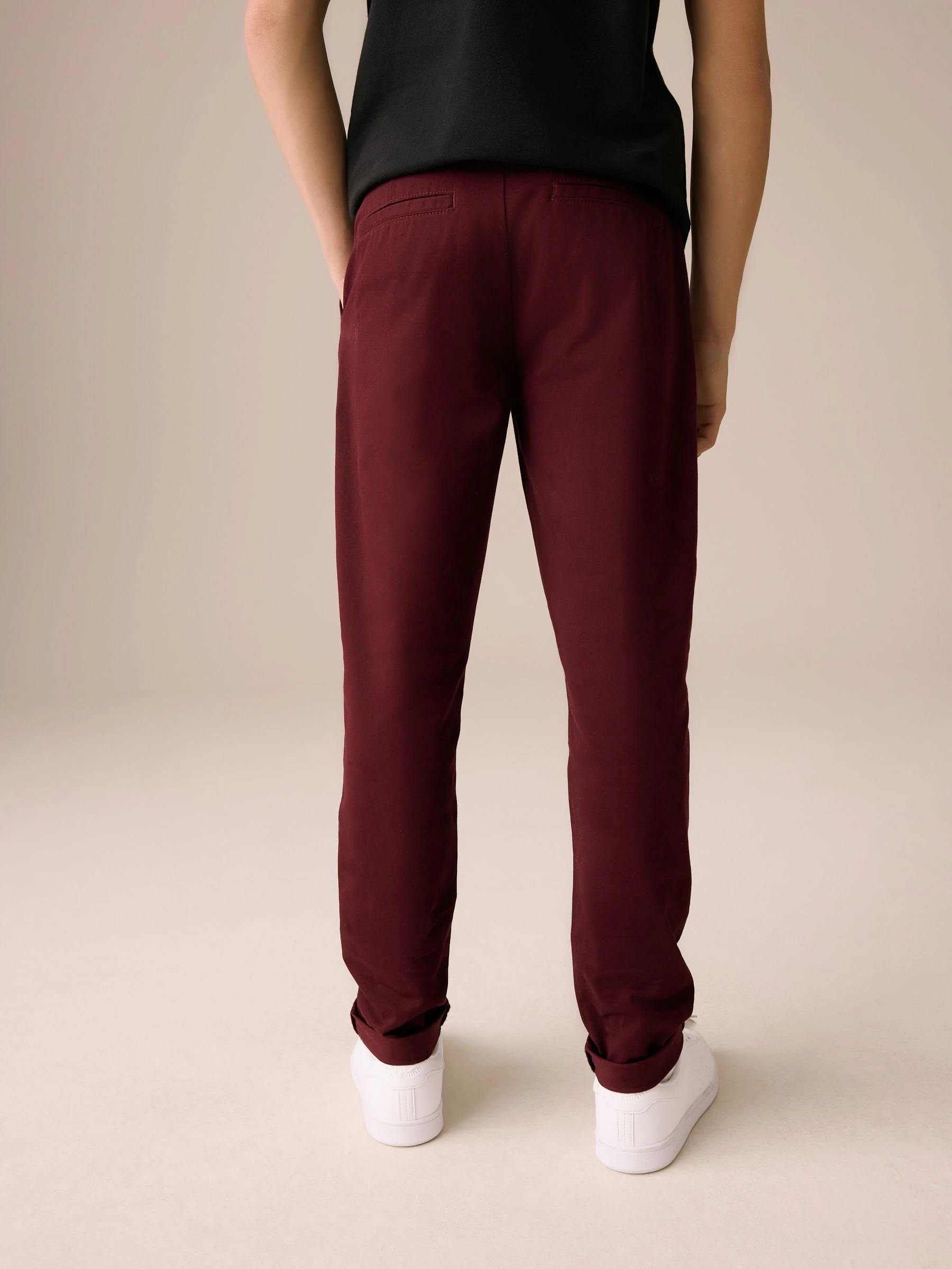 Bordeauxrood - Stretchy chino's (3-17jr)