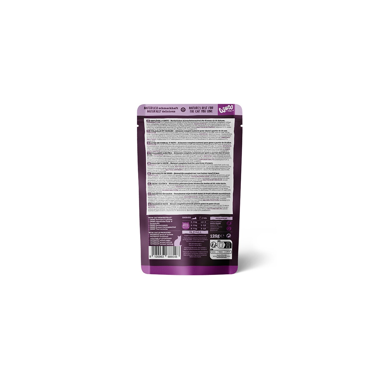 WOW Cat Senior 12x125 g Ente und Geflügel