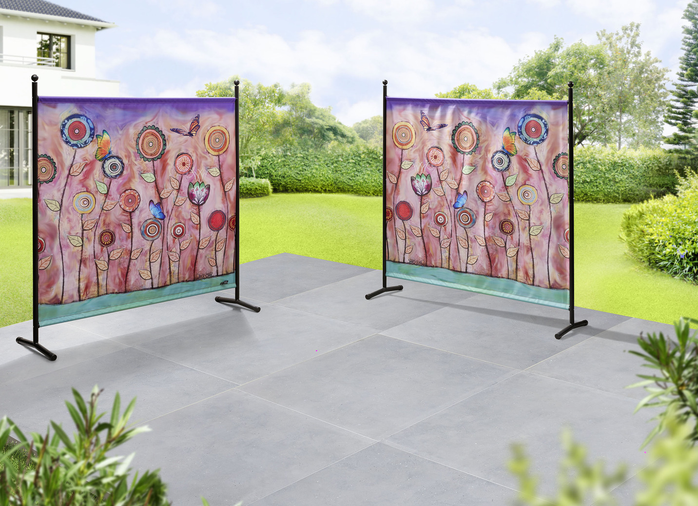 Stellwand mit originellem Blumenmotiv