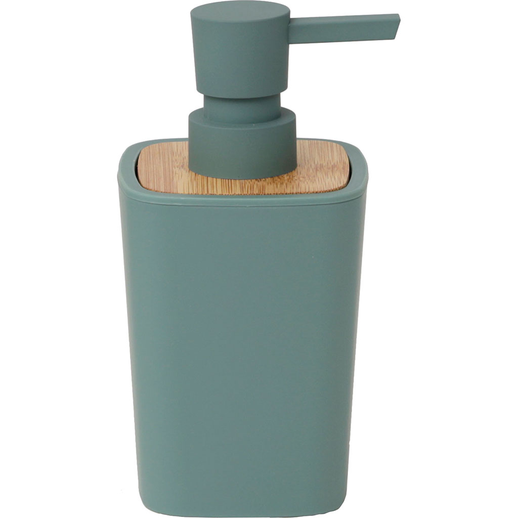 Distributeur savon rubber bambou sauge 7.5x15.5x7.5cm