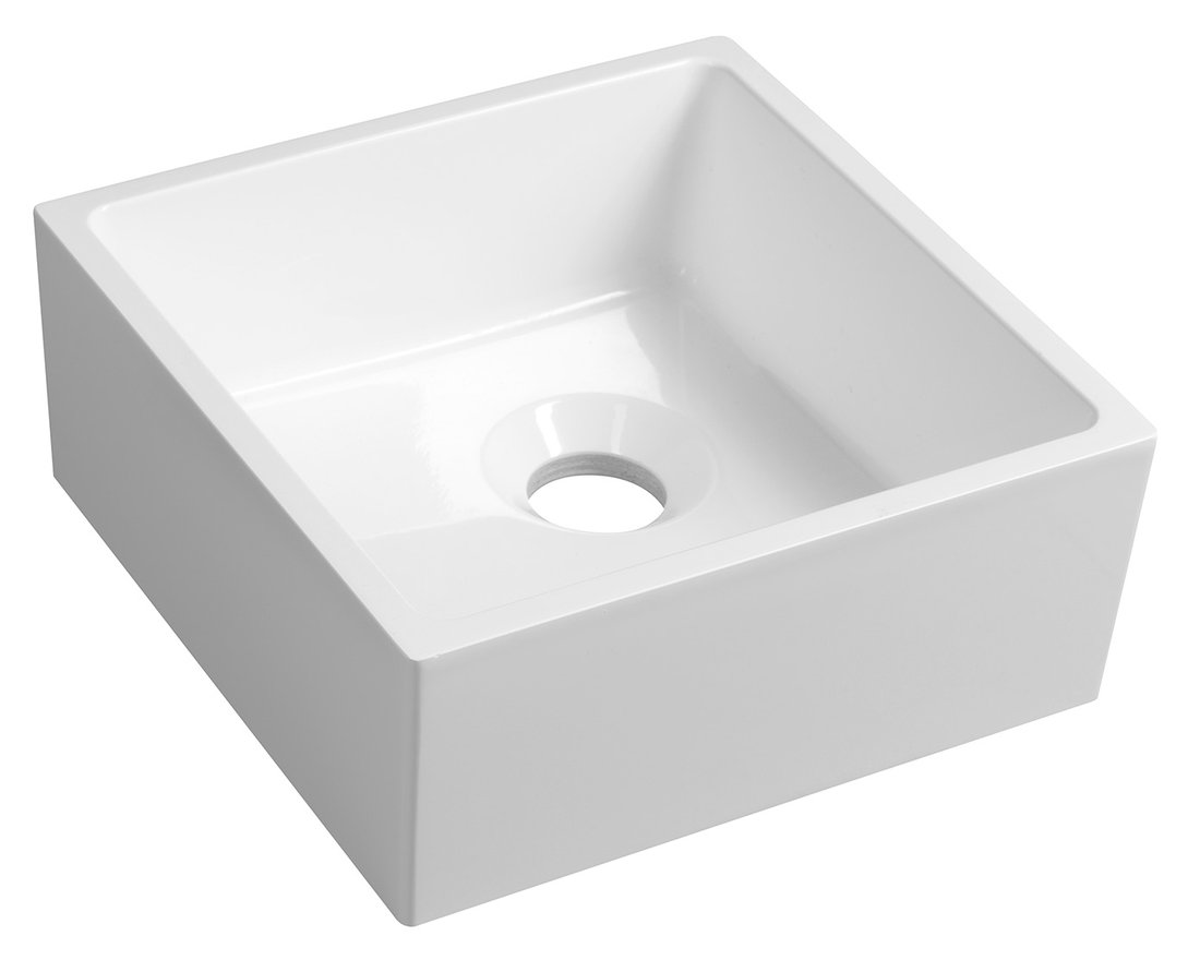 Sapho Sanna vierkante waskom 25cm gegoten marmer wit glans