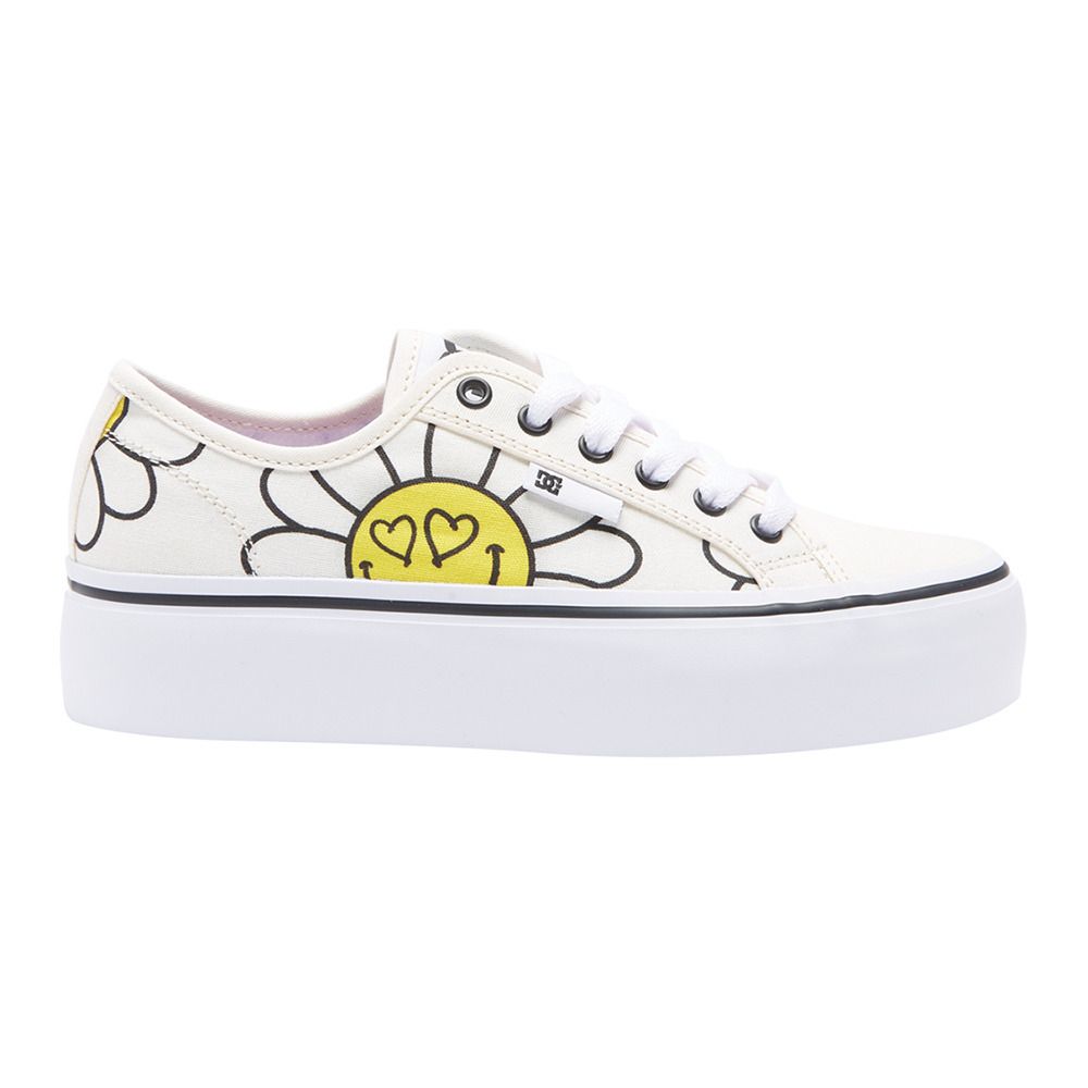 DC Shoes MANUEL PLATFORM - Sneakers Femme white/black/flower