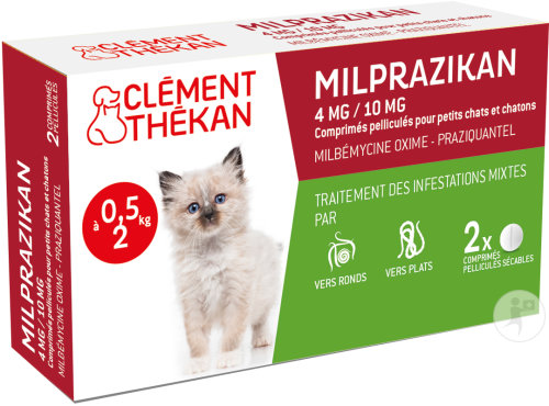 Clément Thékan Milprazikan Chaton Traitement Des Vers Plats Et Ronds 2 Comprimés
