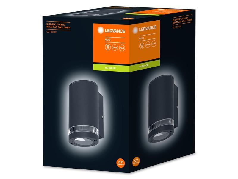 Ledvance Wandleuchte Endura Beam Gap Wall Updown, GU10, Gra Leuchte für den Aussenbereich mit Lichtaustritt nach oben und unten