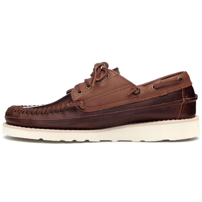 SENECA Brown Cinnamon-Mocassin bicolore en cuir lisse tanné pour homme