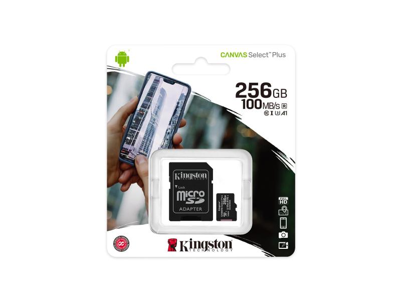 Kingston microSDXC-Karte Canvas Select Plus 256 GB SD-Karte, Class 10 U3 UHS-I V30, 256 GB