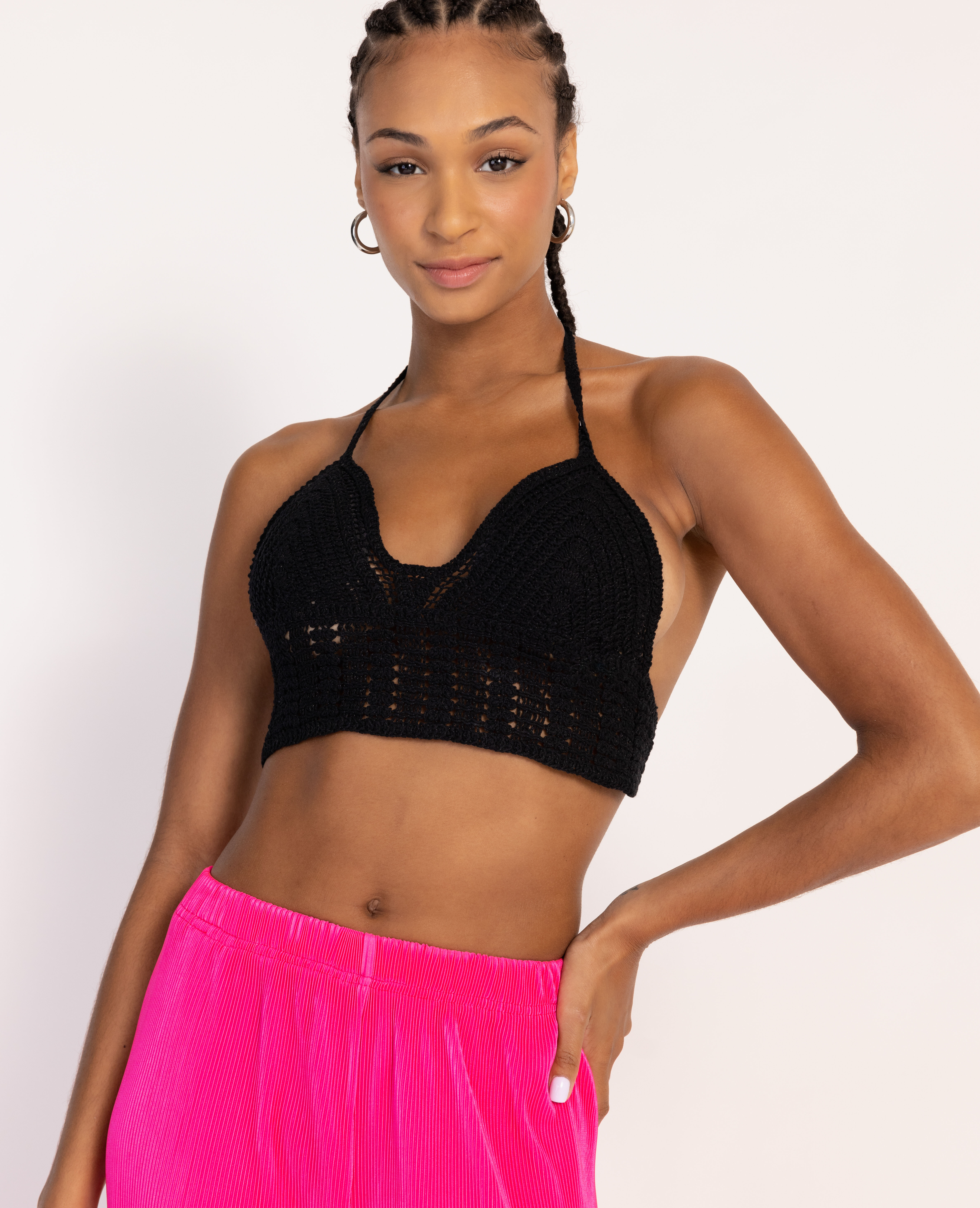 Top dos-nu en crochet - Noir