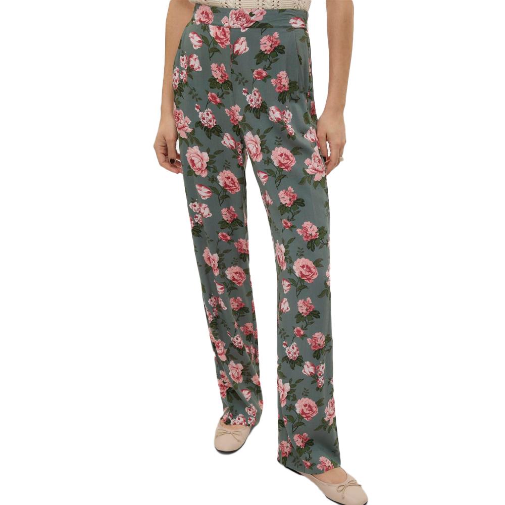 Vero Moda Pantalon Fluide Kaki/Rose à Motifs Femme Vero Moda Easy Joy