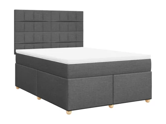 Sommier à lattes de lit avec matelas Gris foncé 160x200cm Tissu