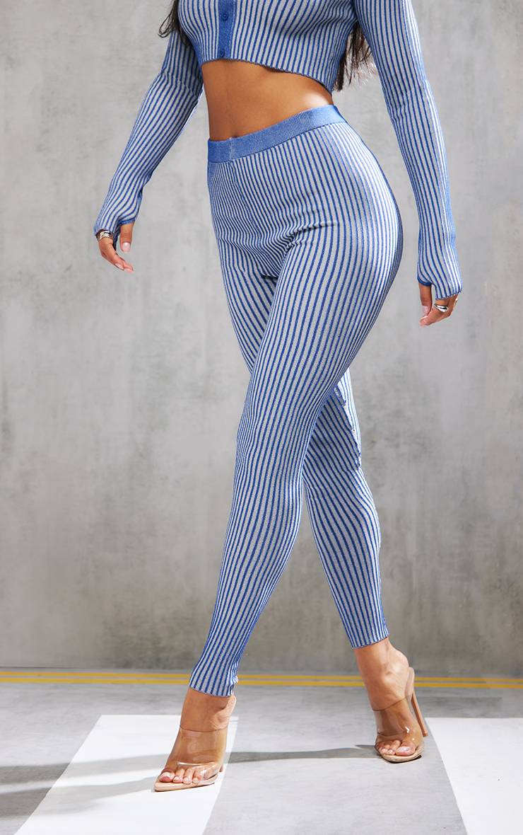 Legging Taille Haute En Maille Bicolore