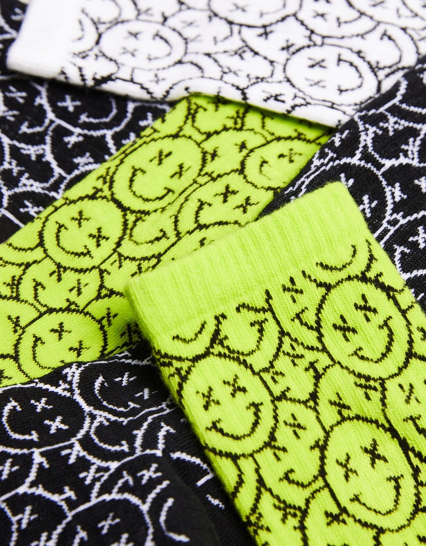 Pacote com 3 pares de meias estampadas